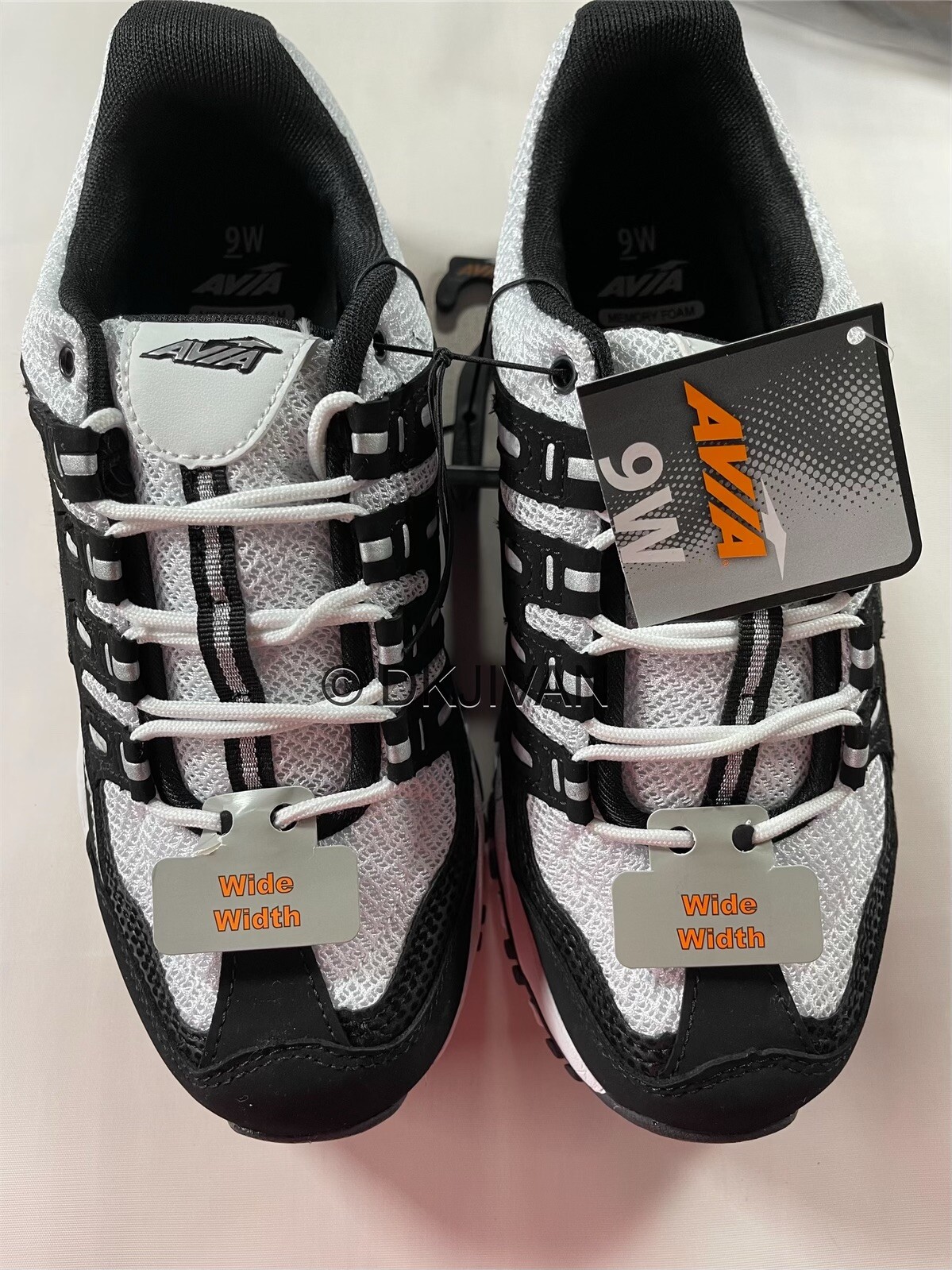 Avia Wide Fit Memory Foam Black White 