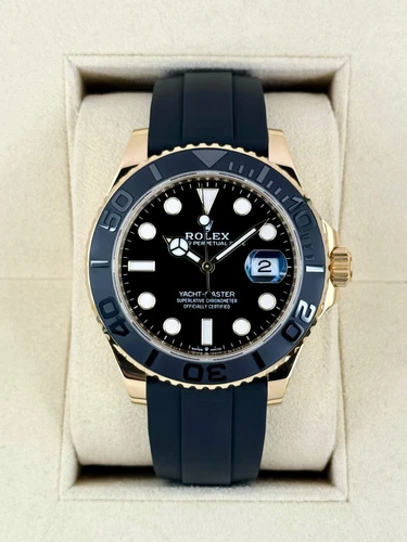 2022 Rolex Yacht-Master 42mm 226658 Yellow Gold Oysterflex Black Dial