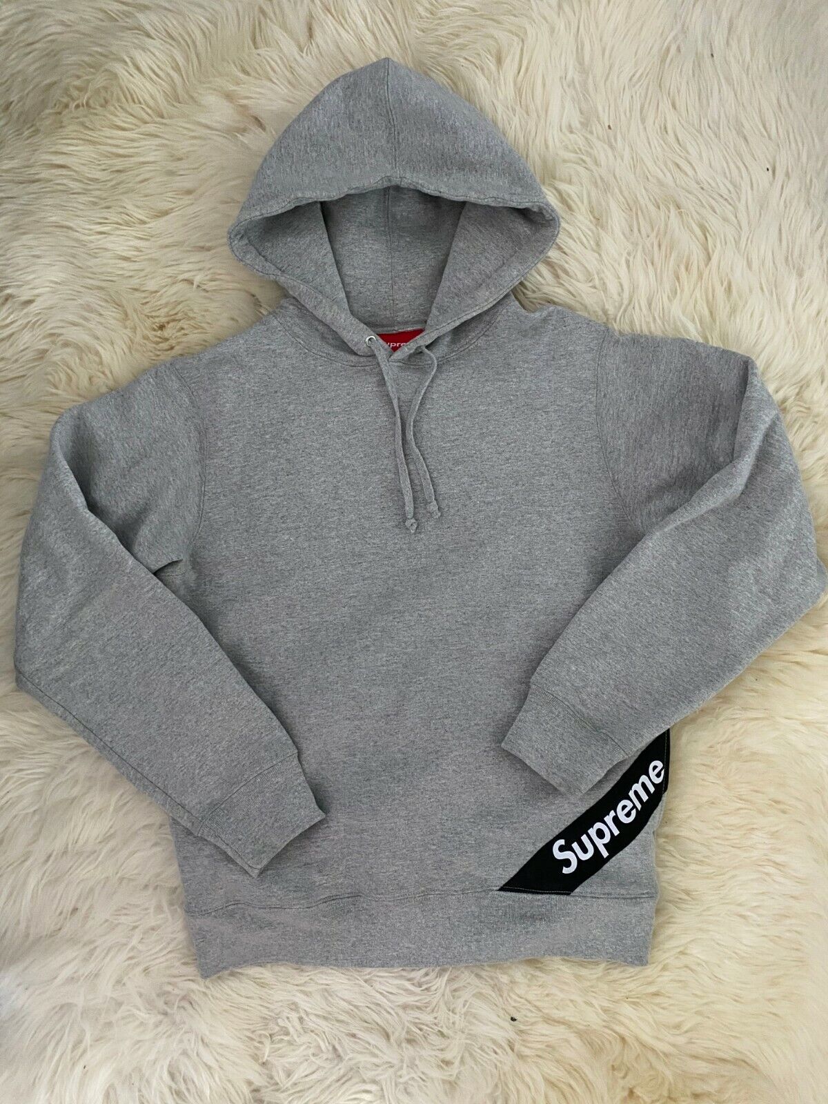 Supreme Corner Label Hooded Sweatshirt Heather Grey S SS18