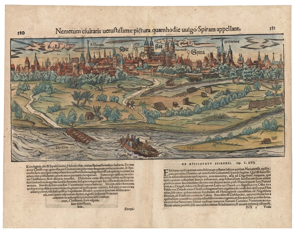 Mapa "Nemetum civitatis vetustissimae imagen" (Speyer-Alemania) S. Munster, 1572 Foto 2 de 3