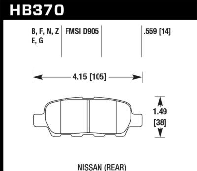 Hawk Performance HB370N.559-FU HP Plus Disc Brake Pad