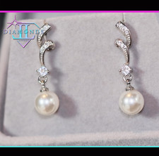 Pearl Earrings | Silver Pearl Earrings | Womens Pearl Earrings, Diamond Earrings