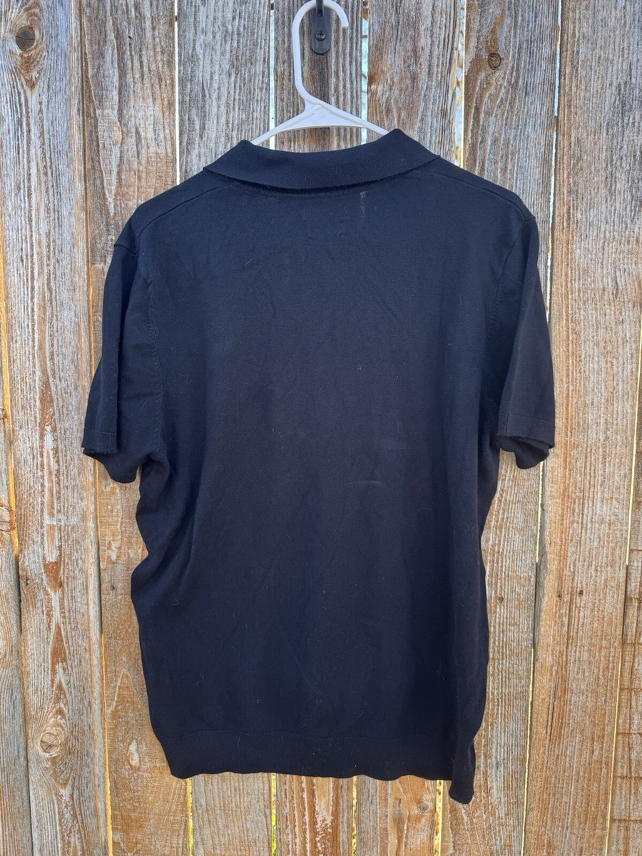 Porter & Ash Polo Shirt Men's Size XL Black Luxury Knitwear Preppy