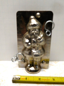 Classic Santa Five Inch Metal Wax Candle or Soap Mold with Two Clips