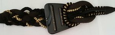 Exquisite Belt in Black and Gold Braided Plastic Accent Piece