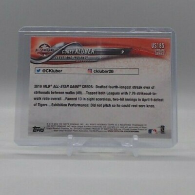 Corey Kluber 2018 Topps Update Series Rainbow Foil card #US185