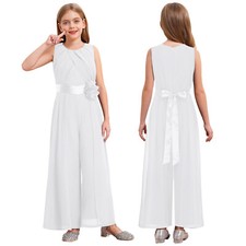 Girl's Party Jumpsuit Ruffled Chiffon High Waist Jumpsuit Gorgeous Elegant Belt