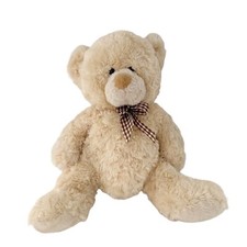 Vintage Dan Dee Plush Beige Teddy Bear Cream Brown Gingham Bow Plaid Valentine