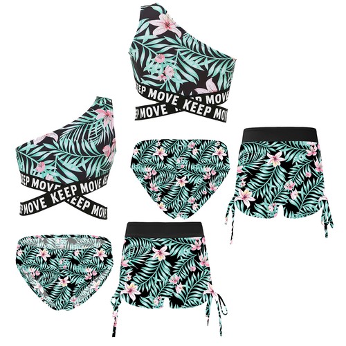 Girls Swimsuit Side Set Criss Cross Swimwear Fashion Tops Swimming Shorts Pool - Picture 7 of 37