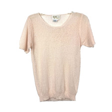 Vintage Lilly of California Open Weavy Dainty Pink Short Sleeve Sweater Medium