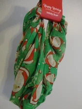 INFINITY SCARF CHRISTMAS SANTA GREEN 30" X 70 INCHES