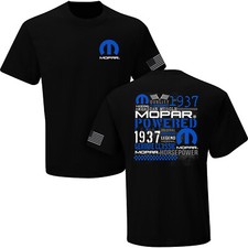 NEW MOPAR POWER 1937 USA FLAG BLACK COTTON SHORT SLEEVE MENS TEE SHIRT E1667