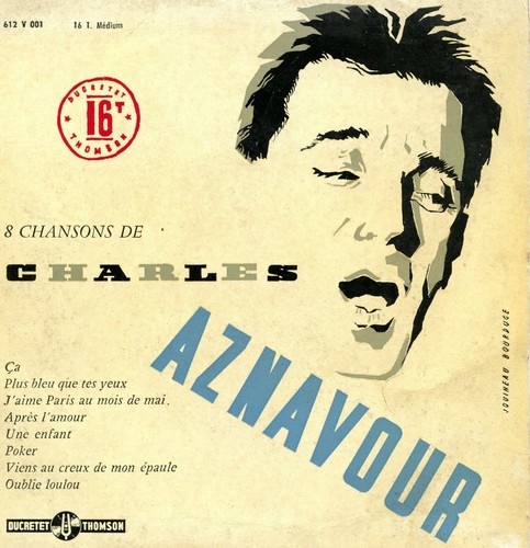 CHARLES AZNAVOUR 8 Chansons DUCRETET-THOMSON 612 V 001 France1957 7" 16 Tours EX - Picture 2 of 5