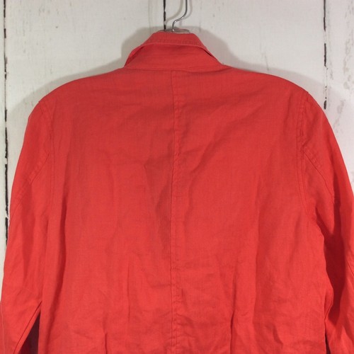 Cynthia Rowley Linen Jacket Womens Size M Coral Asymmetrical Zipper Light Chic - Picture 13 of 15