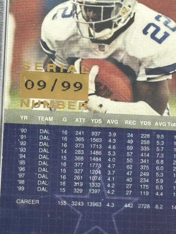 2000 Pacific Revolution Emmitt Smith #27 RED  9/99 COWBOYS PSA 7 POP LC6 - Image 4 of 4