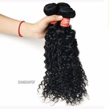 1 X Curly Real Human Virgin Hair Extension Weft Clip In Wavy Black 10''-28'' New