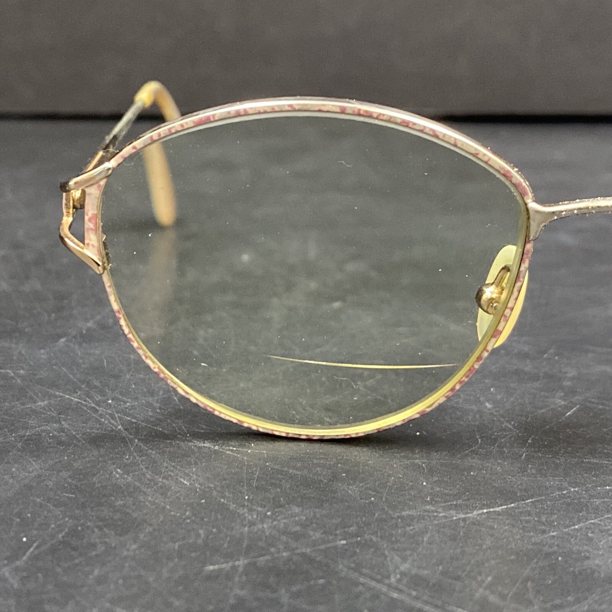 Vintage Retro Large Round Pink Tortoise Shell Gold Tone Eye  display picture 1