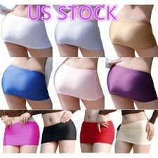 Womens Mini Skirt Gloosy Tight Low Waist Package Hip See Through Micro Skirt
