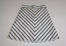 Talbots Women's Linen Blend A-Line Skirt Sz 4 White Black Knee Length Coastal