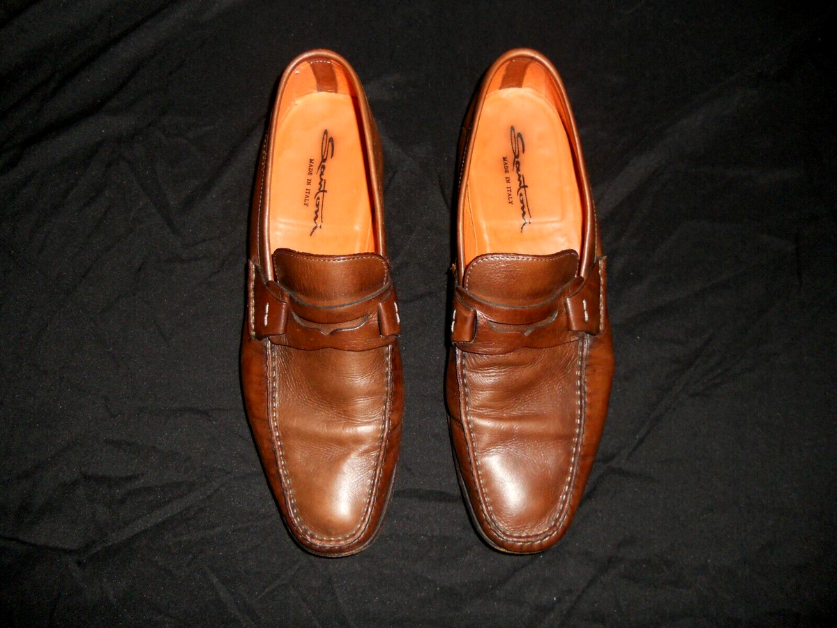 SANTONI Loafers Slip Ons Leather Dress Shoe Mens Sz. 11D  display picture 1