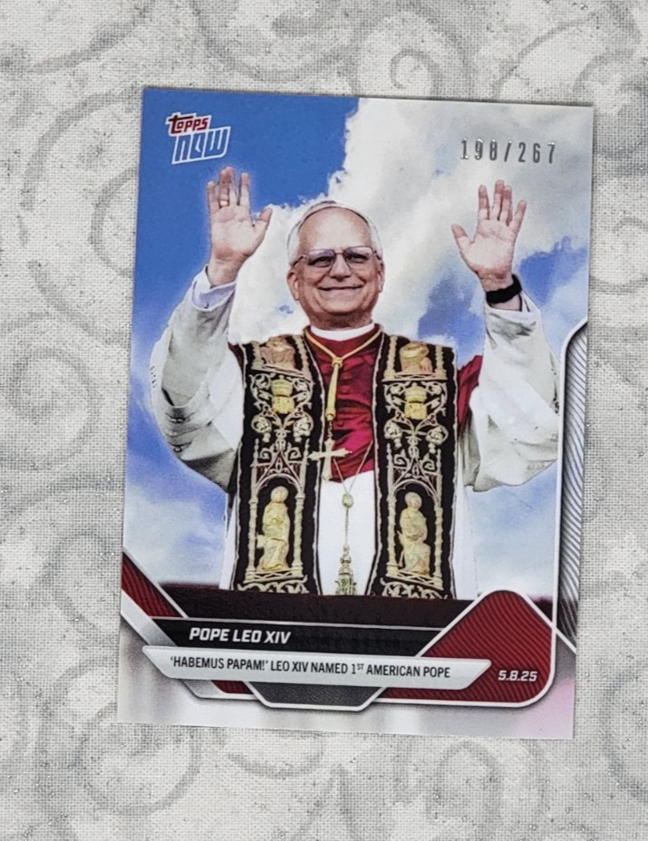 Pope Leo XIV 1st American Pope 2025 Topps NOW Card - White Smoke SP /267
