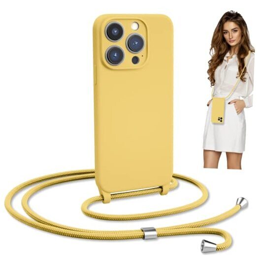 Crossbody Lanyard Strap Case for iPhone 14, Neck Cross Body, Adjustable Yellow