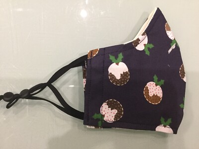 Weihnachtspudding Handarbeit Gesichtsmaske mit Filtertasche DREILAGIG + Nasendraht