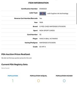 1989 OPC nintendo #53 super mario bros 2 rc;  *SERIES II* NES  PSA 6 💥 HIGHEST