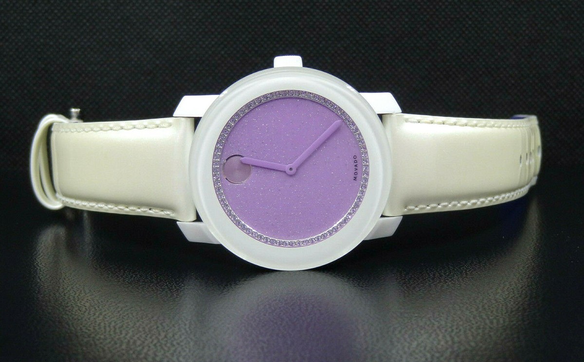 Movado Bold 3600219 Lavender Dial Leather Band Women's Watch | eBay