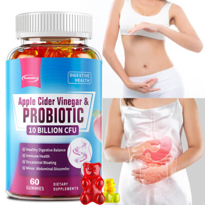 Probiotics 10 Billion CFU Gummies - with Prebiotics Fiber, Apple Cider Vinegar