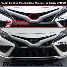 For Camry 2018-2024 Precut Front Emblem Smoked Vinyl Overlay Decal Tint