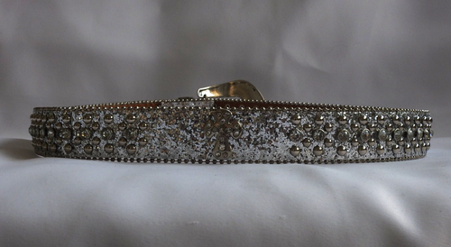 BB Simon Swarovski Crystal Handmade Silver Belt 38" NEW - Picture 19 of 24