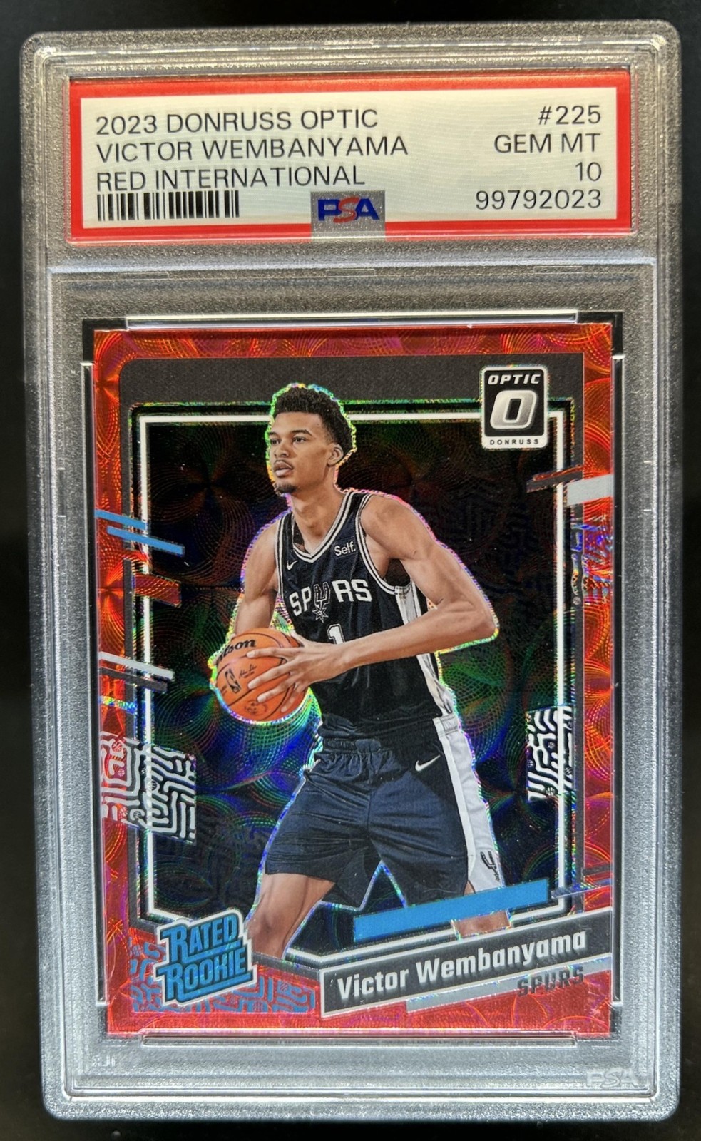 2023-24 Donruss Optic Victor Wembanyama Red International Rookie #225 PSA 10