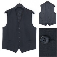 Mens Waistcoat Medium Size US 38 Vintage Black Formal DRESSMANN Wool Dress Vest