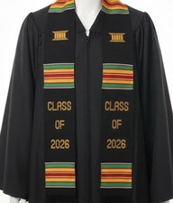 CLASS OF 2026 Black Graduation Kente Stole Sash