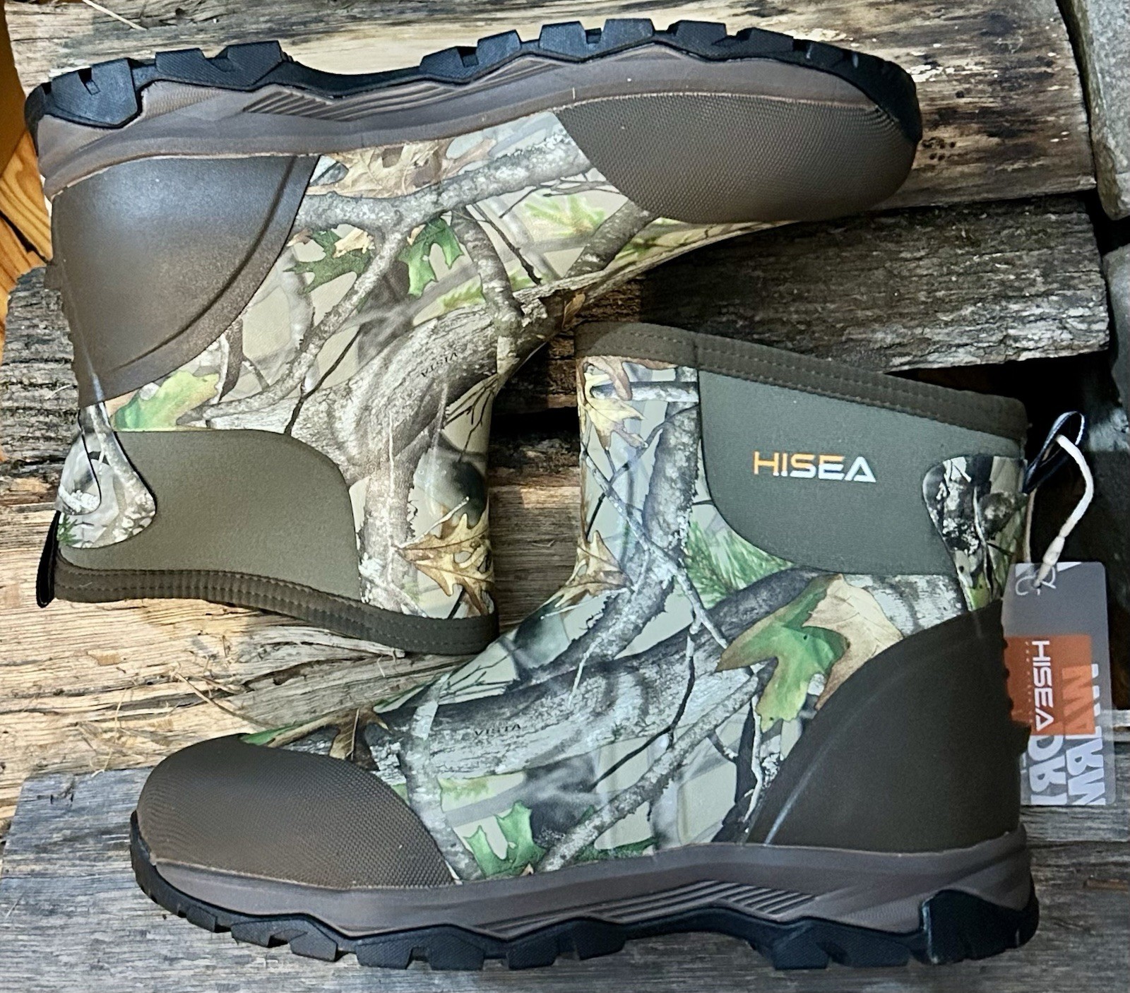 Hisea Strider Camo 3 Excursion Pro Ankle Rubber Boots, Camo, Men’s 11 - NWB