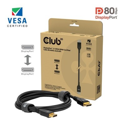 Club 3D DisplayPort 2.1 Vesa Dp80 Cable 8K 240Hz pcs/pcs black cable CAC-1094