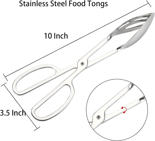 2 Pack Buffet Tongs Salad Tong, 10 Inch Stainless Steel Food Serving Bread To... - Picture 5 of 7