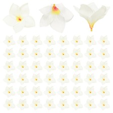 50-Pack Artificial Plumeria Flower Heads, 3.54" Fake Flowers,White