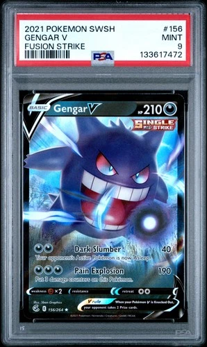 2021 POKEMON SWORD & SHIELD FUSION STRIKE #156 GENGAR V PSA 9