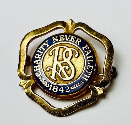 VTG LDS Mormon Relief Society RS Charity Never Faileth 1842 Brooch Pin Pendant