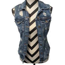 JeanDarrot 36 (US S) Distressed Denim Vest