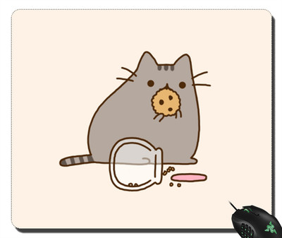 Pusheen Cat Eat Cookies mousepad lock edge macbook asus acer hp PC