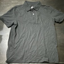 Wonder Nation Boys Collared Solid Black Polo Shirt Short Sleeve XL 14-16 Husky