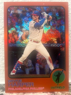 2022 Topps Heritage Bryce Harper RED SPARKLE CHROME REFRACTOR /573 SP #245