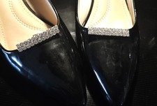 Vintage Large Bar Clear Rhinestone Shoe Clips-Pair-Sparkly