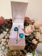 Warren James Swarovski crystals blue heart bangle bracelet never worn 