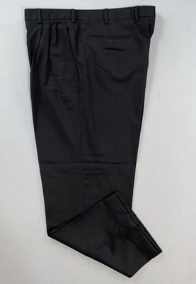 Zanella Italy Alter Fit Pleated/Cuffed Wool Dress Pants, Slacks. Black, 38X28.