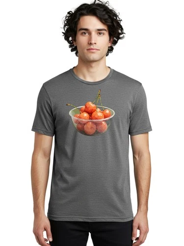 Cherries-In-Bowl-9 Mens Graphic Tee, 100% Cotton, Casual Summer Wear - product listing photo