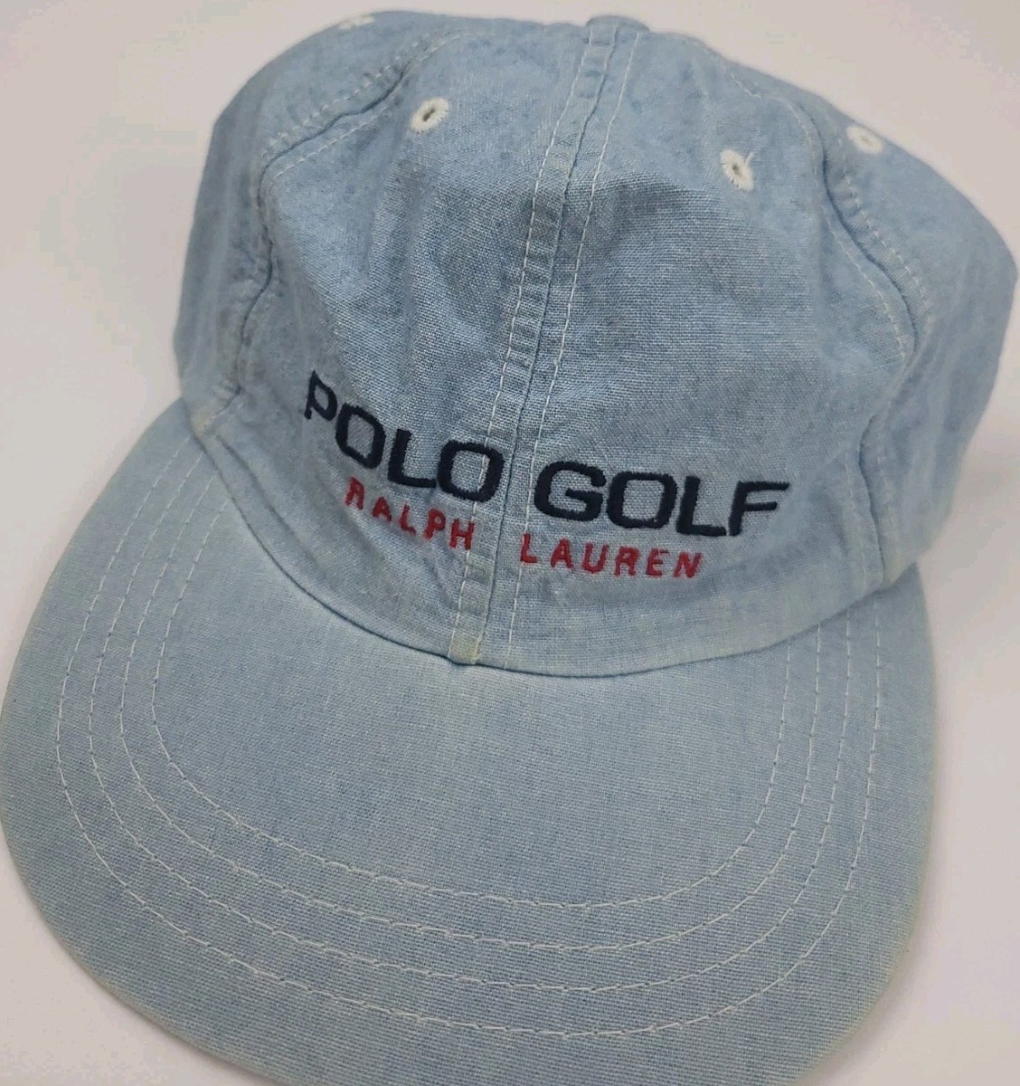 ポロジーンズ ミリタリー　デニム ハット 90s POLO JEANS RRL Vintage Polo Golf Ralph Lauren Spellout Chambray Denim Hat RL 90s
